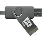 Флешка USB MORE CHOICE МФ64а Silver (4620202559098), 64GB, USB 2.0/Type-C, R/W 15/5, серебристый, фото 1