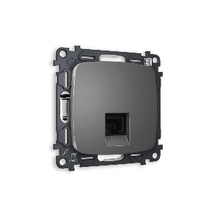 Комплект механизма компьютерной розетки OMEGA Антрацит серый RJ-45(8P8C) CAT6 с шторкой QUANT (OP6620, VM188) MO662010
