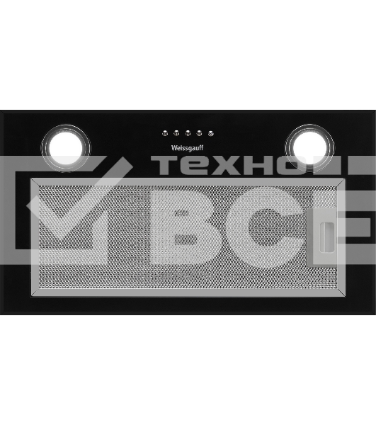 Вытяжка встраиваемая Weissgauff BOX 850 BL черный управление: кнопочное (1 мотор)