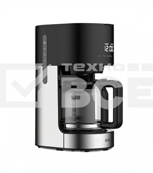 Кофеварка капельная  BQ CM1001 черный-стальной, исп. кофе -  молотый, 1.5 л, 900 Вт.