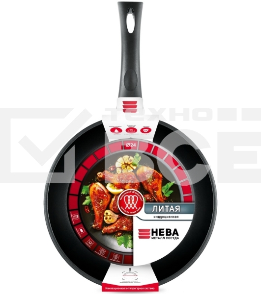 Сковорода НЕВА-МЕТАЛЛ L 08124i литая 24 см
