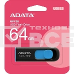 Флешка USB ADATA UV128 (AUV128-64G-RBE), 64Gb, USB 3.0, R/W 100/30, черный/синий, фото17