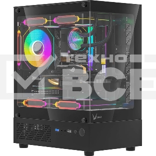 Компьютерный корпус MiniTower AeroCool/Formula Crystal Z1CM PLUS AR black (mATX, без БП, USB Type-A+USB Type-C) (Crystal Z1CM Plus Black AR)