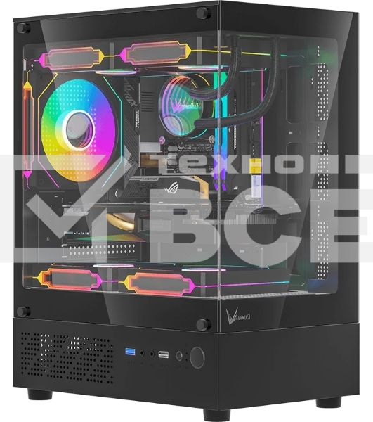 Компьютерный корпус MiniTower AeroCool/Formula Crystal Z1CM PLUS AR black (mATX, без БП, USB Type-A+USB Type-C) (Crystal Z1CM Plus Black AR)