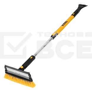 Щетка-сметка для снега со скребком Denzel, телескоп, поворотная голова, водосгон, 900-1200 мм 55308