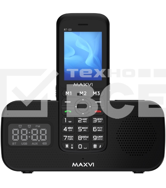 Телефон Maxvi RT-03 black + док-станция