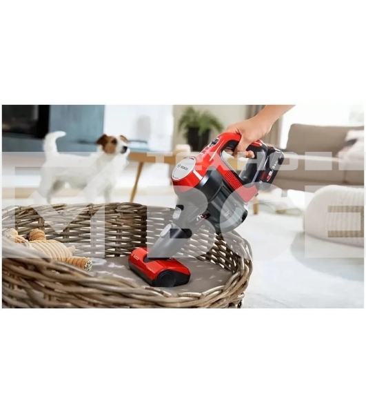 Пылесос вертикальный Bosch BCS711PET черный/красный, питание от аккумулятора, 18 Вт, уборка сухая, пылесборник контейнер 0.3 л