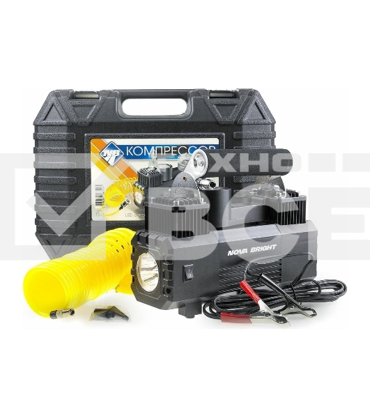 Компрессор Nova Bright АК-65 металлический корпус, LED-фонарь, пластик.кейс 47160