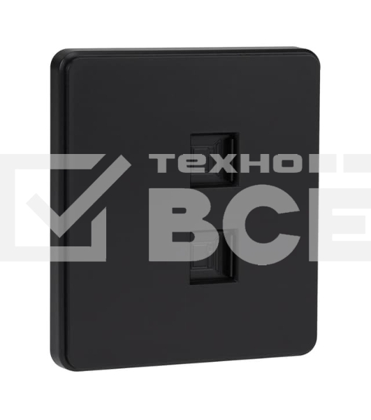 Розетка Kranz ROUND компьютерная двойная RJ45+RJ45 кат6 с/у оникс