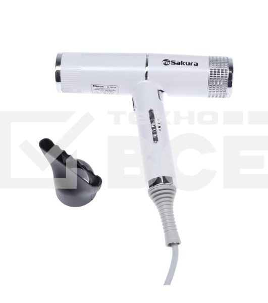Фен SAKURA SA-4051W белый/серый, 1600 Вт, компактный