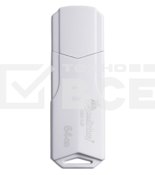 Флешка USB Smartbuy CLUE white (SB64GbCLU-W3), 64Gb, USB 3.0, R/W 70/25, белый