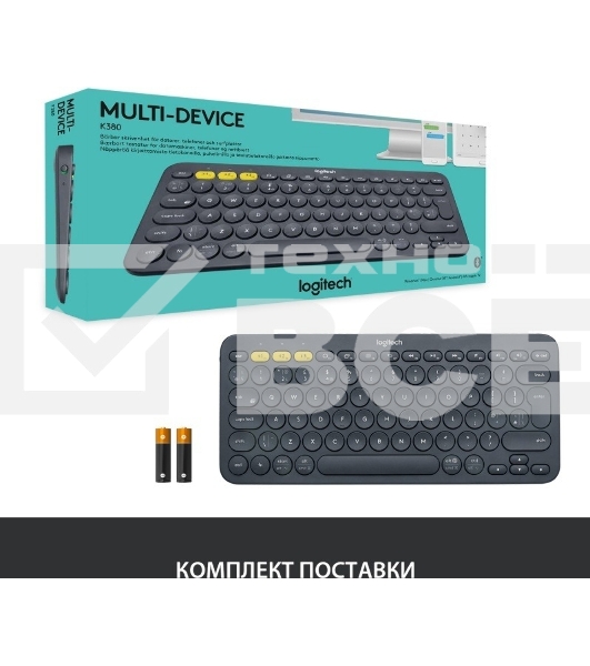 Клавиатура беспроводная Logitech K380 (920-007590) темно-серый (неоригинальная гравировка)