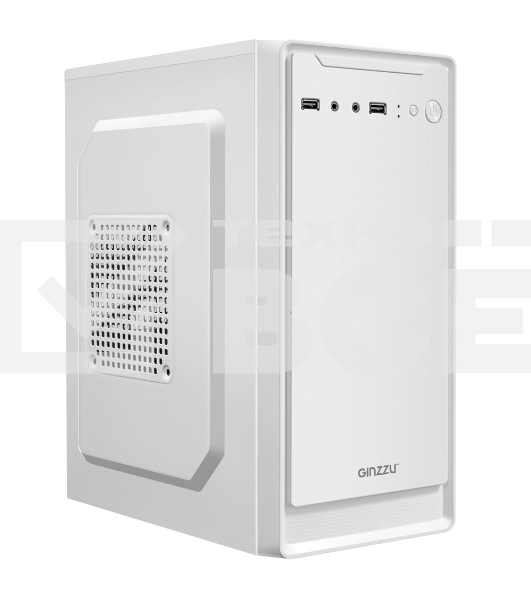 Компьютерный корпус MiniTower Ginzzu B185 White mATX,2xUSB2.0, белый,w/o PSU, w/o fan (Ginzzu B185)