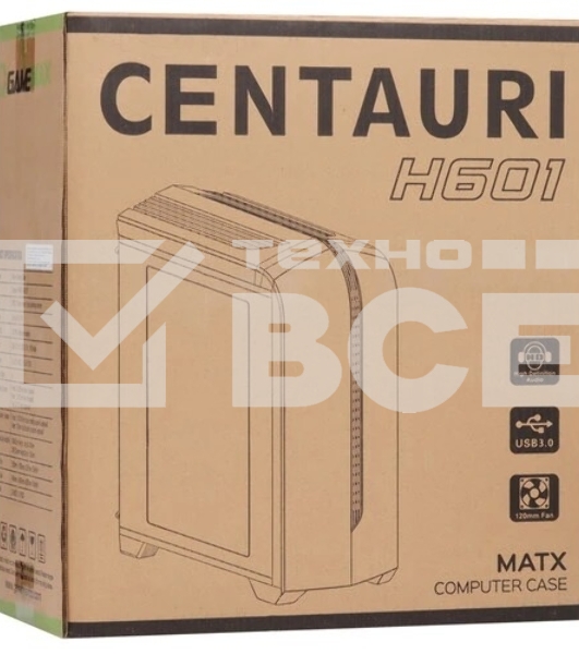 Компьютерный корпус GameMax Centauri, без БП, (ATX,Бело-голуб,USB 3.0, Зак.стек.,1*120мм. RGb, пыл.фильтр), белый/синий