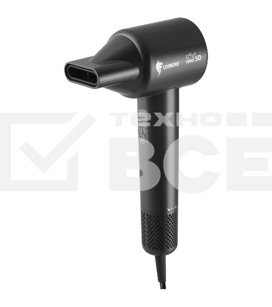 Фен LEONORD LE-1214 черный, 1800 Вт, ионизация