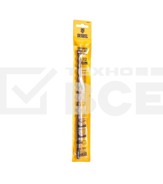 Бур по бетону Denzel двойная спираль, Cobalt W-tip, 12x260 мм, SDS PLUS