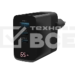 Сетевое зарядное устройство Maxvi A583GN Type-C 65W + Type-C 40W + USB 22W, GAN, PD, QC, LED дисплей, черный, фото5