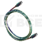 Кабель Qumo, Type С - Type C, USB 3.0, 1,2м, 5-20В, 5А, 100 Вт, опл. металл. пружинка, кон. металл, rainbow, фото 1