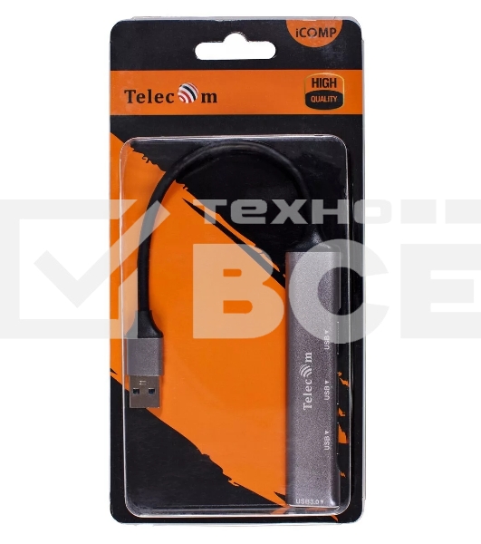 Переходник USB 3.0 -->USB3.0+3 USB2.0, Aluminum Shell, 0.2м Telecom <TA308U>