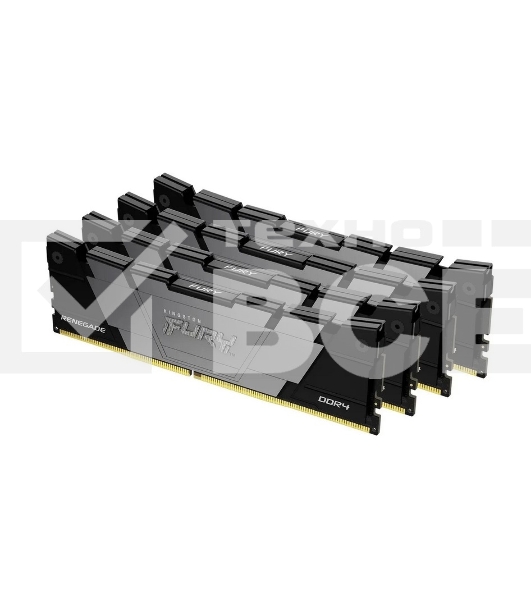 Оперативная память Kingston Fury Renegade, DDR4, 64GB (4x16GB), 3200MHz, CL16, радиатор, чёрный