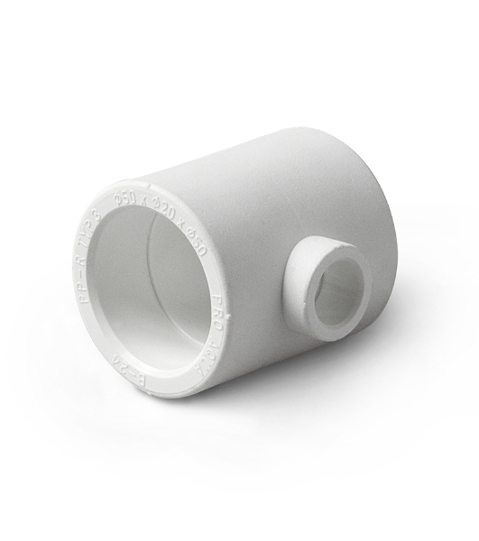 Тройник переходной 50 х 20 х 50 полипропиленовый PPR белый PRO AQUA