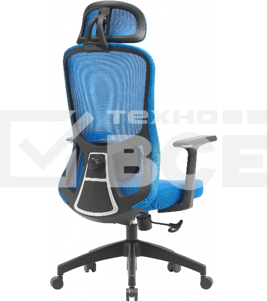 Кресло компьютерное Cactus CS-MC515-BL темно-синий, сиденье темно-синий, сетка/ткань, с подголов. крестов. пластик, пластик черный