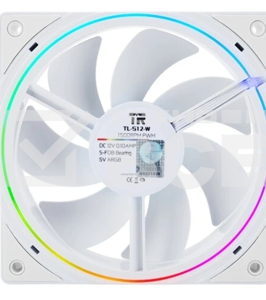 Вентилятор корпусный Thermalright TL-S12-W (120x120x25mm, 4-pin PWM, ARGB, 47.6CFM, 23.2dBA, 1500RPM, White)