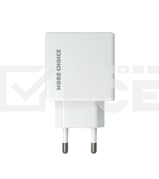 Сетевое зарядное устройство MORE CHOICE (4610196408632) NC60 1USB-C 3.0A PD 20W быстрая зарядка белый