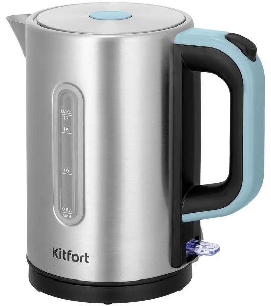 Чайник электрический Kitfort КТ-8703 1.7л. 2200Вт нержавеющая сталь/черный корпус: нерж.сталь/пластик