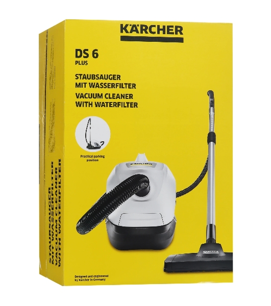 Пылесос Karcher DS 6 Plus белый/черный, 350/650 Вт, уборка влажная/сухая, пылесборник контейнер 2 л
