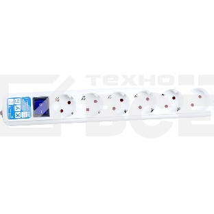 Сетевой фильтр PowerCube, PC PRO, 5м, 6р, бел. 16А, SPL6-16-P-5M
