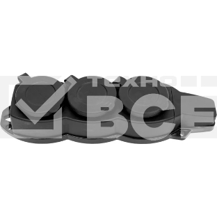 Розетка трехместная с защит. крышками каучуковая 230В 2P+PE 16A IP44 EKF PROxima