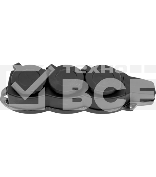 Розетка трехместная с защит. крышками каучуковая 230В 2P+PE 16A IP44 EKF PROxima