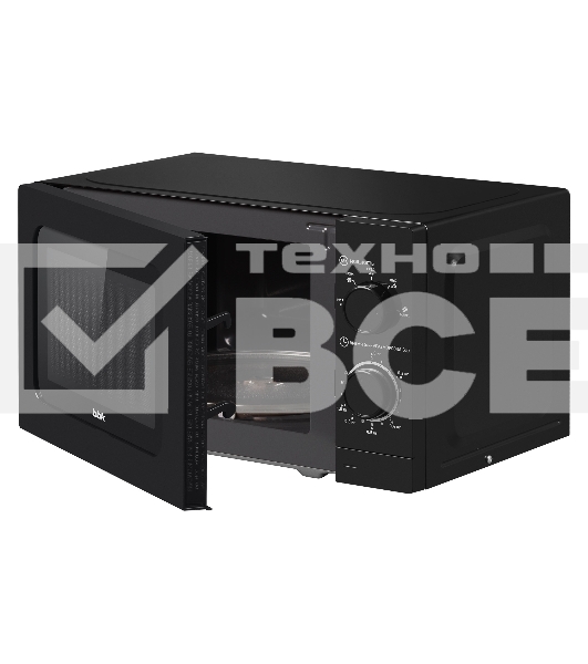 Микроволновая печь BBK 20MWS717MB черный, 20 л, 700 Вт, переключатели - поворотный механизм