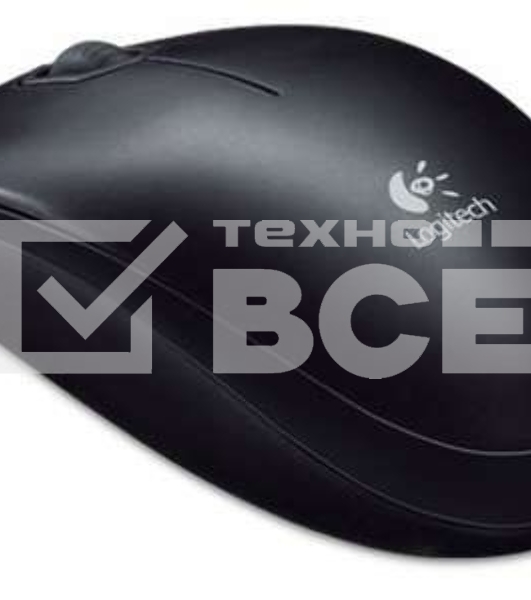 Мышь проводная Logitech B100 черный, 1000 dpi, USB, кнопки - 3