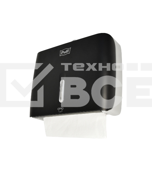 Диспенсер бумажных полотенец Puff-5145Bl черный, с замком, ABS-пластик