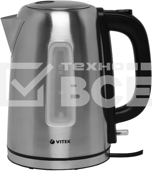 Чайник электрический Vitek VT-1137 1.7л. 2200Вт серебристый матовый корпус: металл
