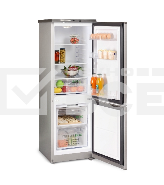 Холодильник Бирюса C418 серебристый металлопласт двухкамерный 125/55л морозилка снизу