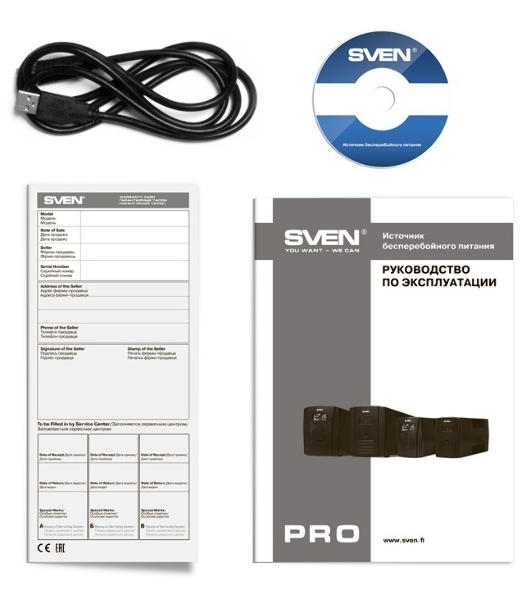 Источник бесперебойного питания UPS Sven Pro 1500 (1000 WA, LCD, USB, RG-45, 3 евро розетки)