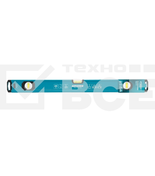 Уровень Gross 33651 алюминиевый, магнит., фрезерованный, 3 глазка, 0,5 мм/м, 600 мм