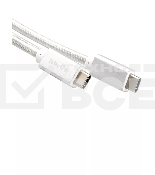 Кабель USB 3.1 Type Cm -- Cm IC 5А 10Gbs длина 1M, Telecom <TC420S> серебряный
