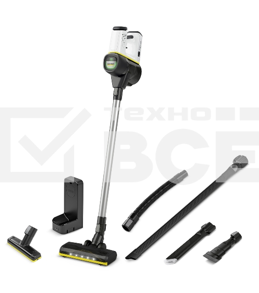 Пылесос вертикальный/ручной Karcher VC 6 Cordless ourFamily Car черный/белый, питание от аккумулятора, 250 Вт, уборка сухая, пылесборник 0.8 л, работа от АКБ max 50 мин