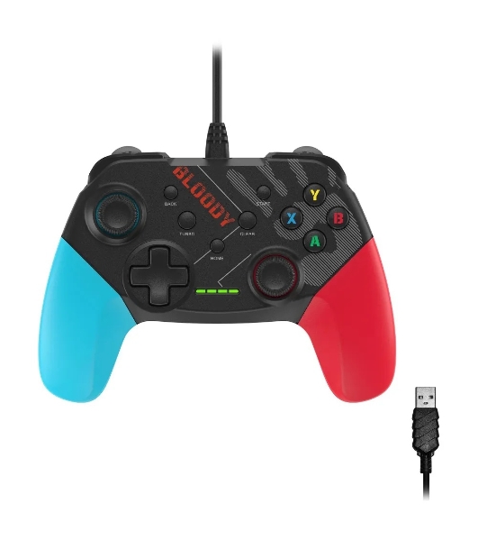 Геймпад A4Tech Bloody GP30 Sports черный/синий USB виброотдача обратная связь