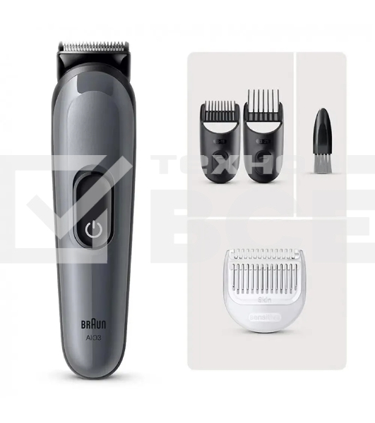 Триммер Braun AIO3500 серый (насадок в компл:3шт)