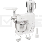 Кухонная машина KORTING KKM 0105 Polar мощность 1200 Вт, 7 насадок (планетарный миксер с 3-мя насадками, мясорубка, насадка для колбас, насадка для кеббе, насадка-блендер), объем чаши 5.5 л, 8 скоростей, импульсный режим, механическое управление, белый, фото 1