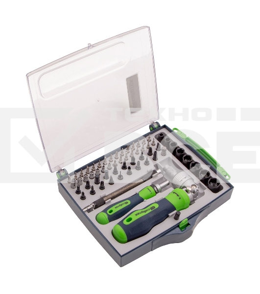 Набор отверток Сибртех отвертки реверсиные с набором бит торцевых головок 61 предметов crv