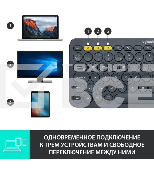 Клавиатура беспроводная Logitech K380 (920-007590) темно-серый (неоригинальная гравировка)