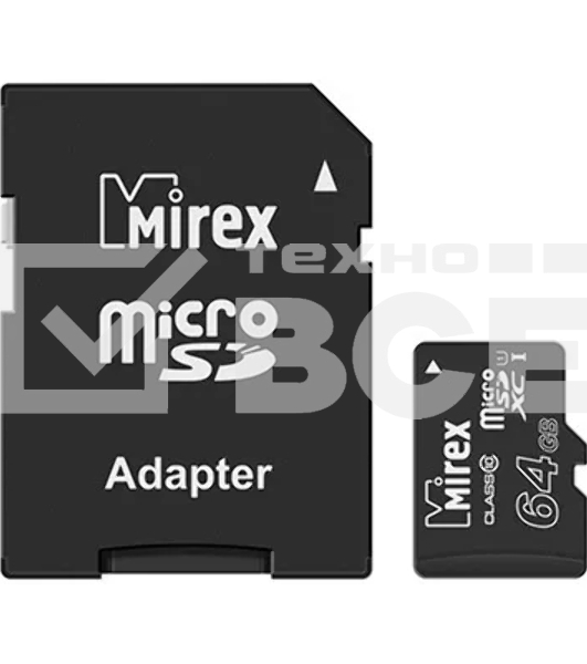 Флэш карта MicroSDHC 64GB MirexUltra Android 48Mb/s (UHS-I, class 10)+adapter