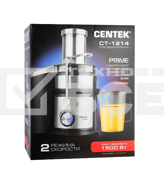 Соковыжималка Centek CT-1214 стальной/чёрный, центробежная, 1500 Вт, 1100 мл, механическое