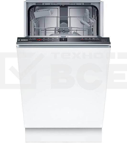 Встраиваемая посудомоечная машина Bosch SPV2IKX54Q, 45 см, 9 комплектов, 5 программ, 2 корзины, электронное управление, дисплей, HygienePlus, VarioSpeed Plus, конденсационная сушка, энергоэффективность А+, уровень шума 48 дБ, цвет белый
